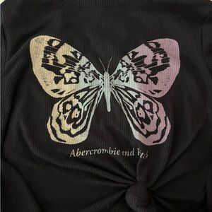 Abercrombie & Fitch Black Top with Pastel Butterfly